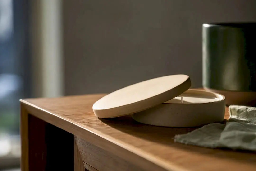 Covered candle vessel in cool storage