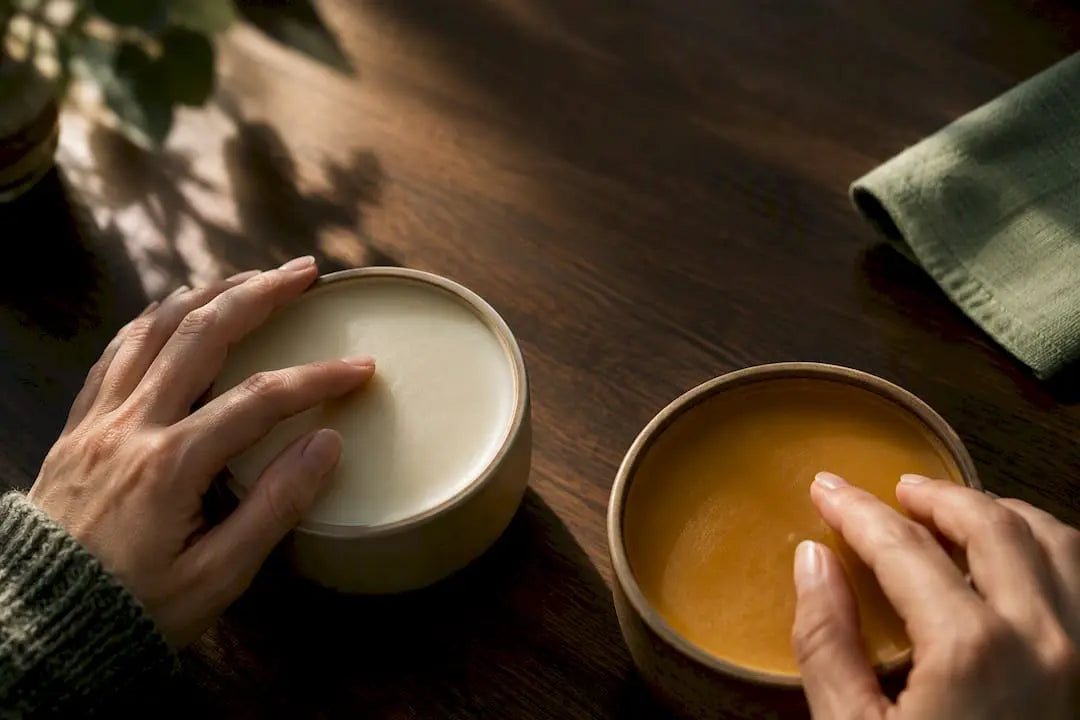 Soy and beeswax candle surfaces compared