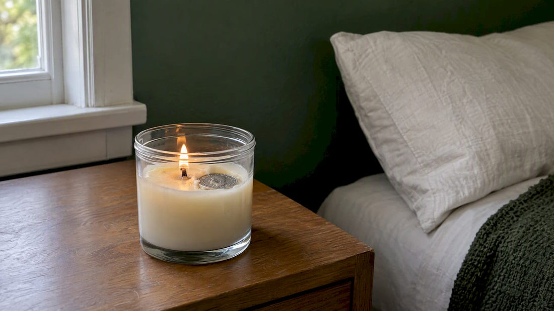 Silver coin revealed inside a soy candle