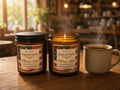 Morning Brew coffee scented candle in 7 oz amber jar