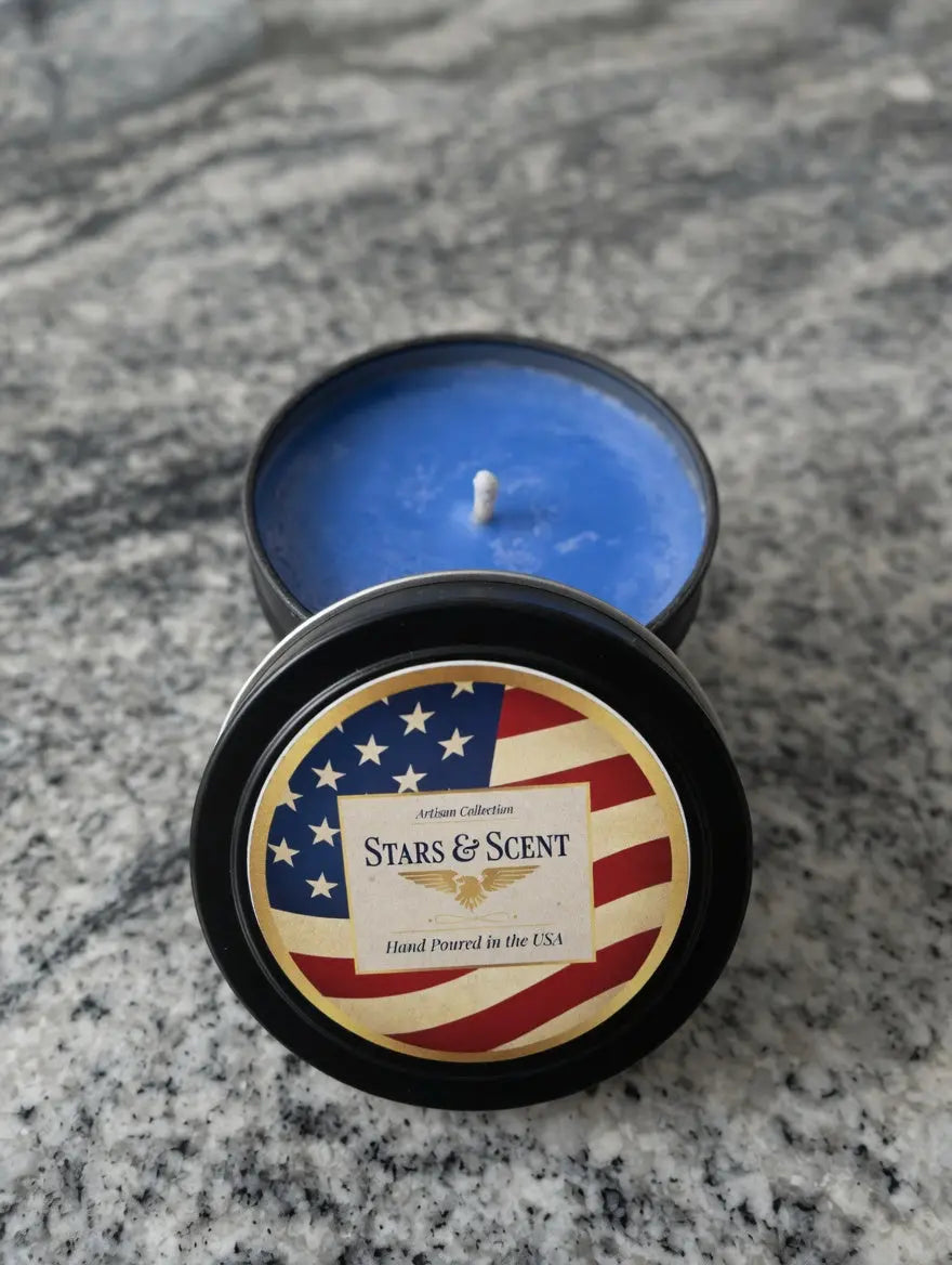 Stars and Cents handmade silver coin soy candles with hidden US silver currency
